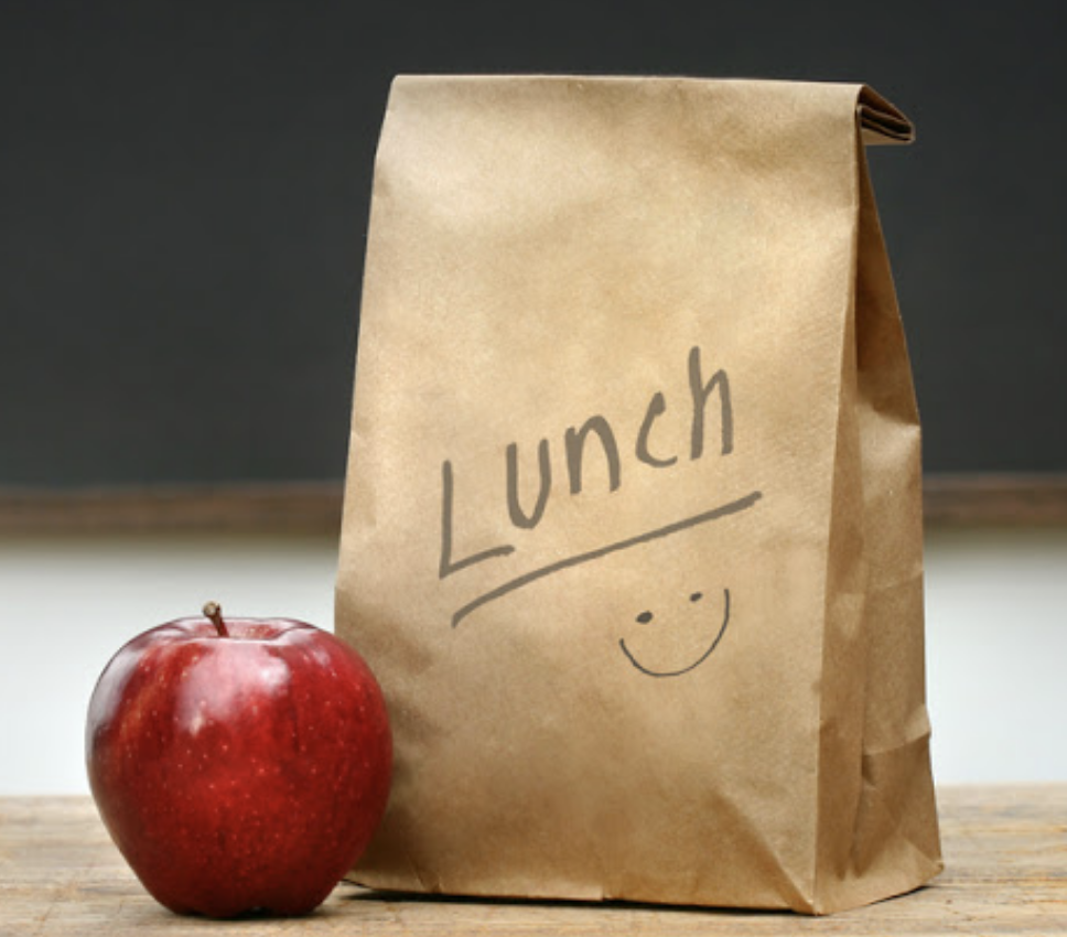 Picture of a sack lunch and apple